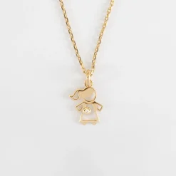 Pendentif enfant petite fille zircon plaqué or 12 mm