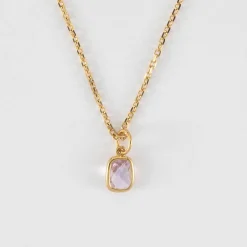 Pendentif enfant rectangle zircon plaqué or 9 mm