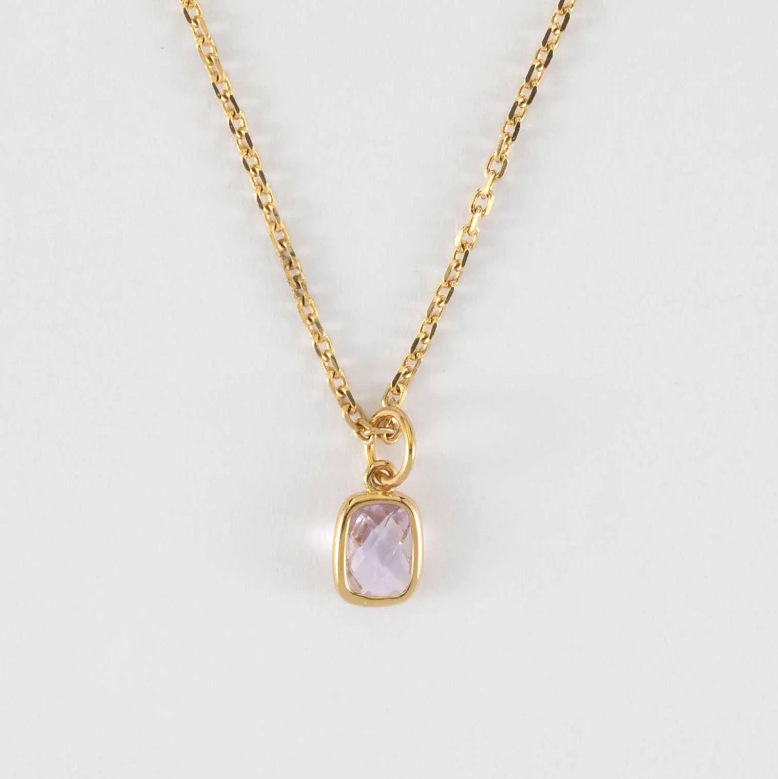 Pendentif enfant rectangle zircon plaqué or 9 mm