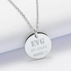 Pendentif EVG personnalisé médaille gravée acier 20 mm