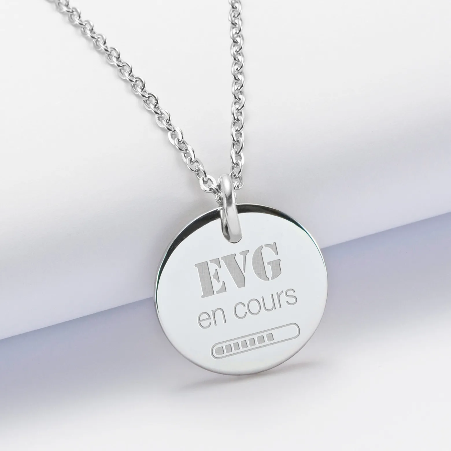 Pendentif EVG personnalisé médaille gravée acier 20 mm
