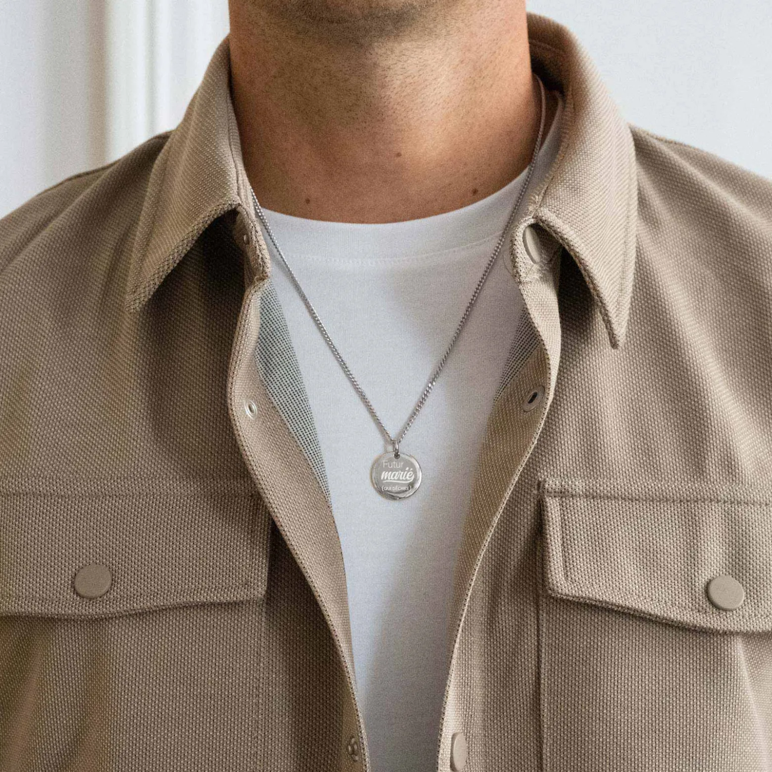 Pendentif EVG personnalisé médaille gravée acier 20 mm