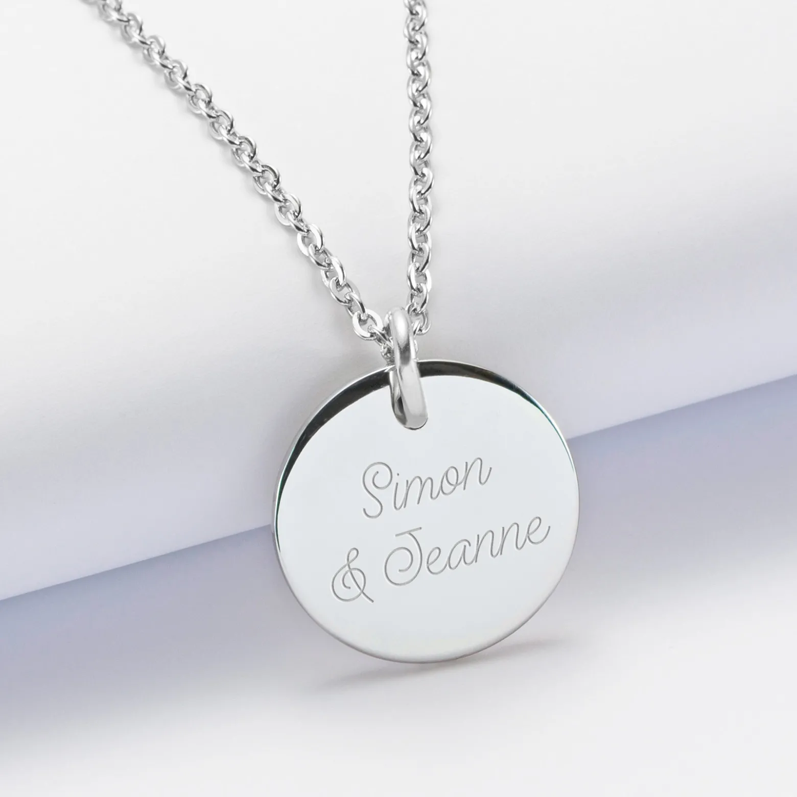 Pendentif EVG personnalisé médaille gravée acier 20 mm
