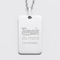 Pendentif EVG personnalisé médaille gravée acier 20x32 mm