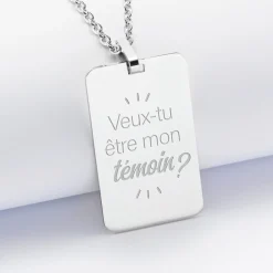 Pendentif EVG personnalisé médaille gravée acier 20x32 mm