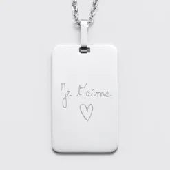 Pendentif EVG personnalisé médaille gravée acier 20x32 mm