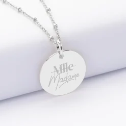Pendentif EVJF personnalisé médaille gravée argent 19 mm