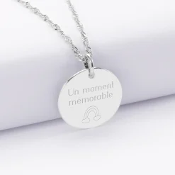Pendentif EVJF personnalisé médaille gravée argent 19 mm