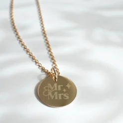 Pendentif EVJF personnalisé médaille gravée plaqué or 19 mm