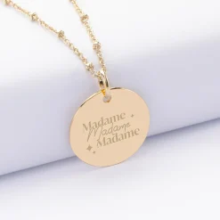 Pendentif EVJF personnalisé médaille gravée plaqué or 19 mm