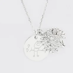 Pendentif famille personnalisé arbre de vie et médaille gravée argent 19 mm