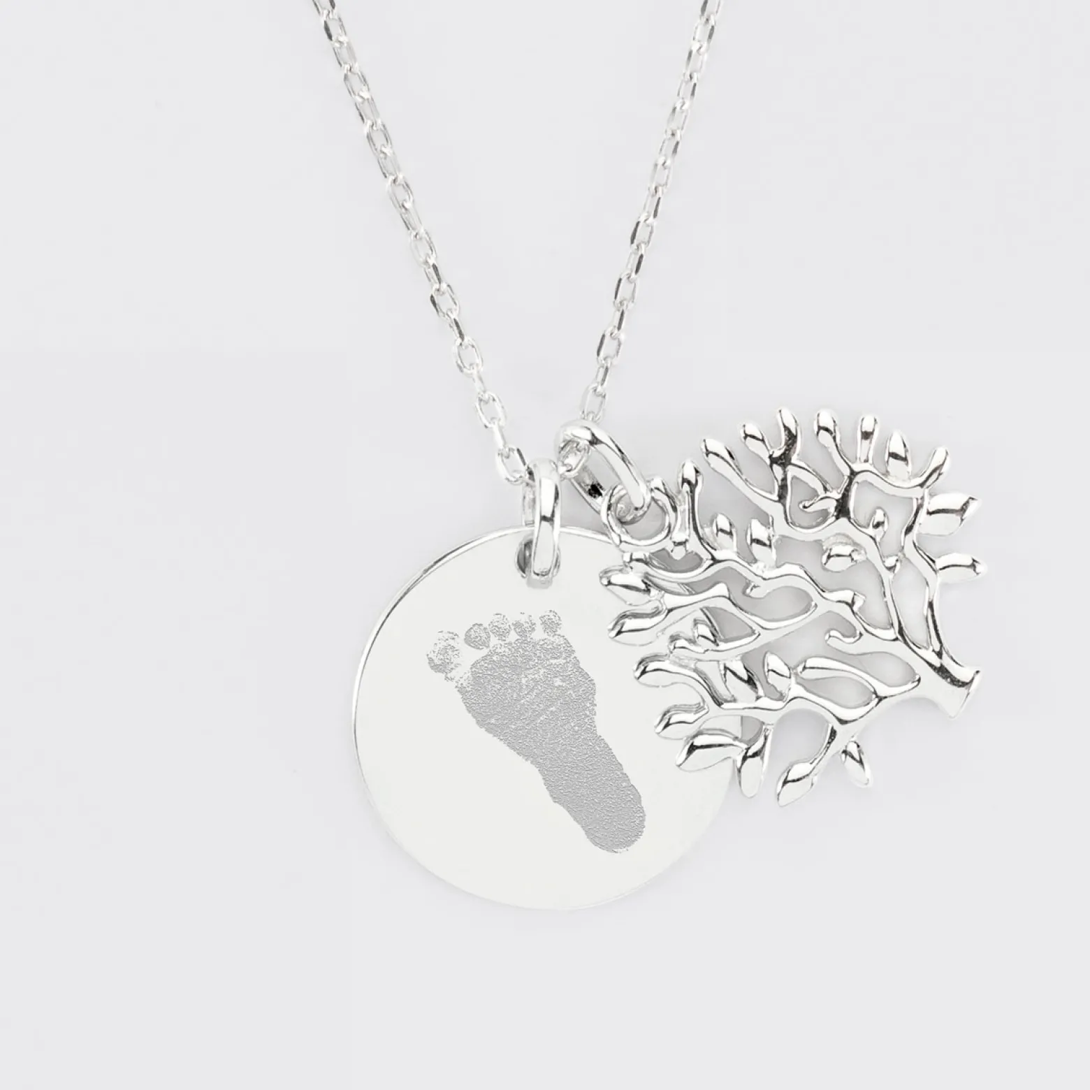 Pendentif famille personnalisé arbre de vie et médaille gravée argent 19 mm
