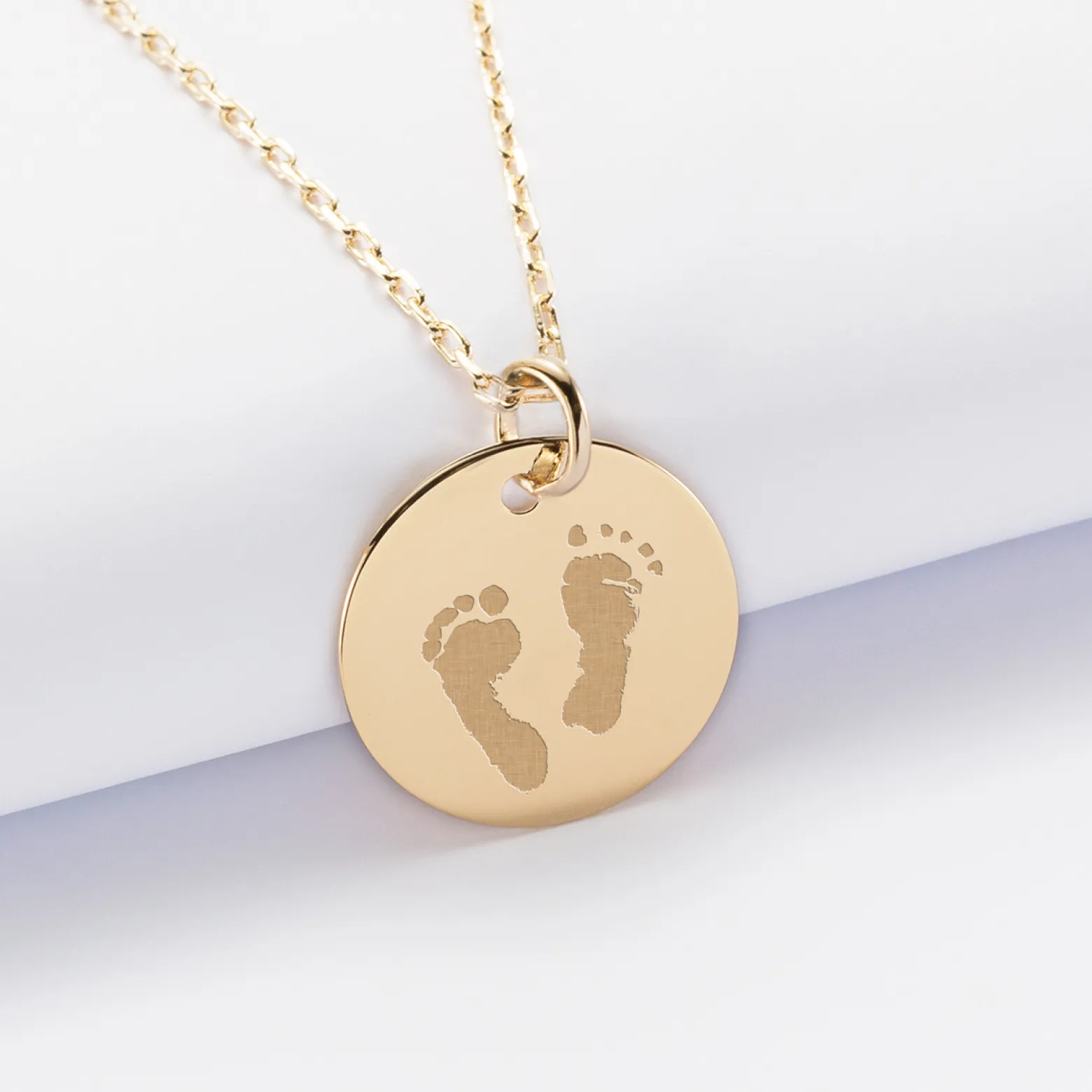 Pendentif homme personnalisé médaille gravée plaqué or 19 mm