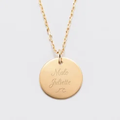 Pendentif homme personnalisé médaille gravée plaqué or 19 mm