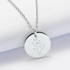 Pendentif homme personnalisé médaille gravée acier 20 mm