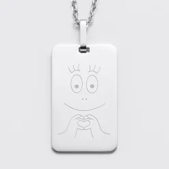 Pendentif homme personnalisé médaille gravée acier 20x32 mm - Happybulle x Barbapapa