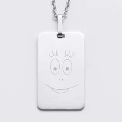 Pendentif homme personnalisé médaille gravée acier 20x32 mm - Happybulle x Barbapapa