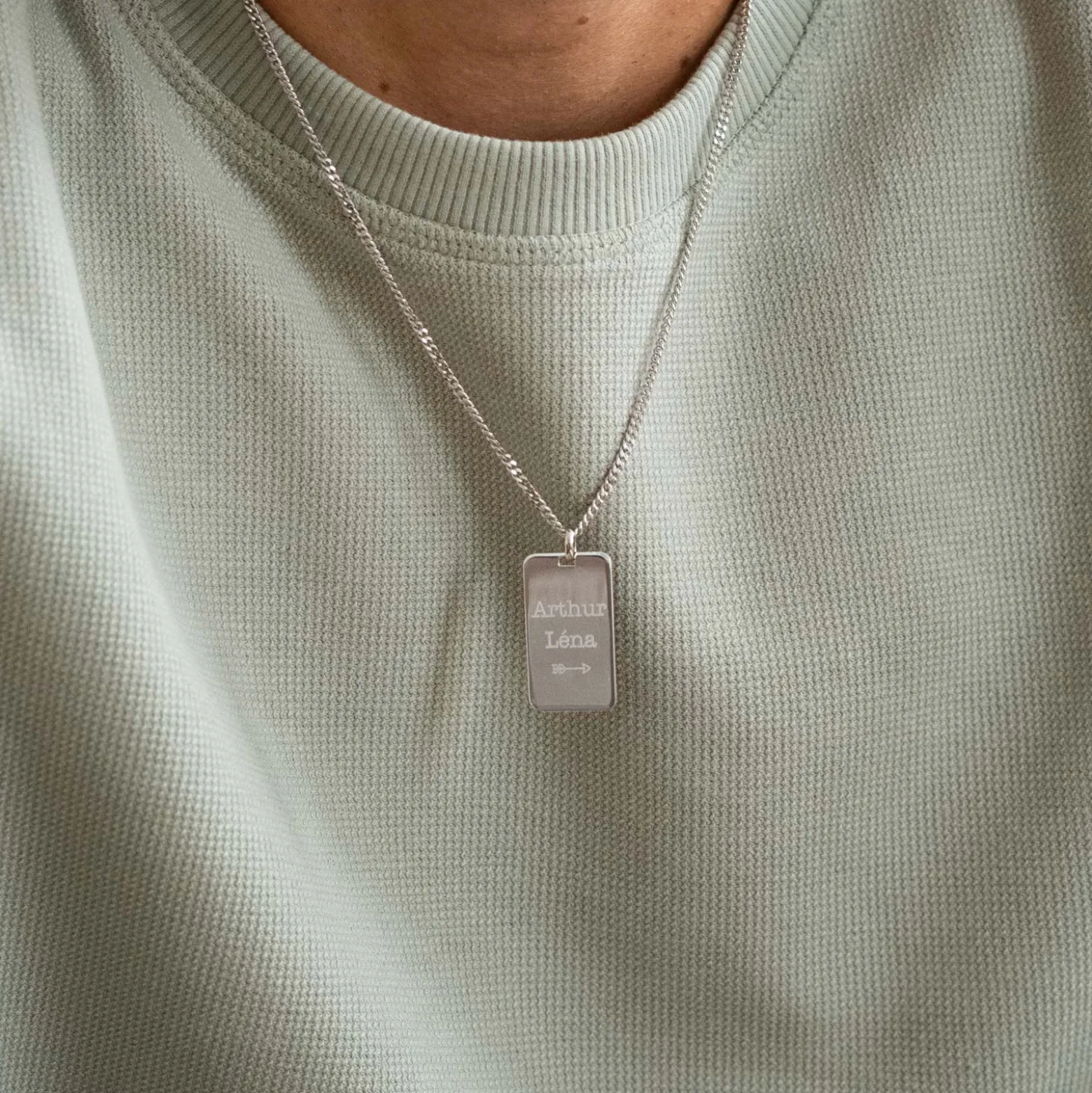 Pendentif homme personnalisé médaille gravée argent 20x32 mm