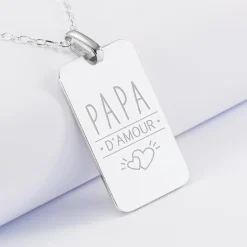 Pendentif homme personnalisé médaille gravée argent 20x32 mm