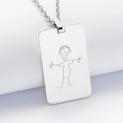 Pendentif homme personnalisé médaille gravée acier 20x32 mm