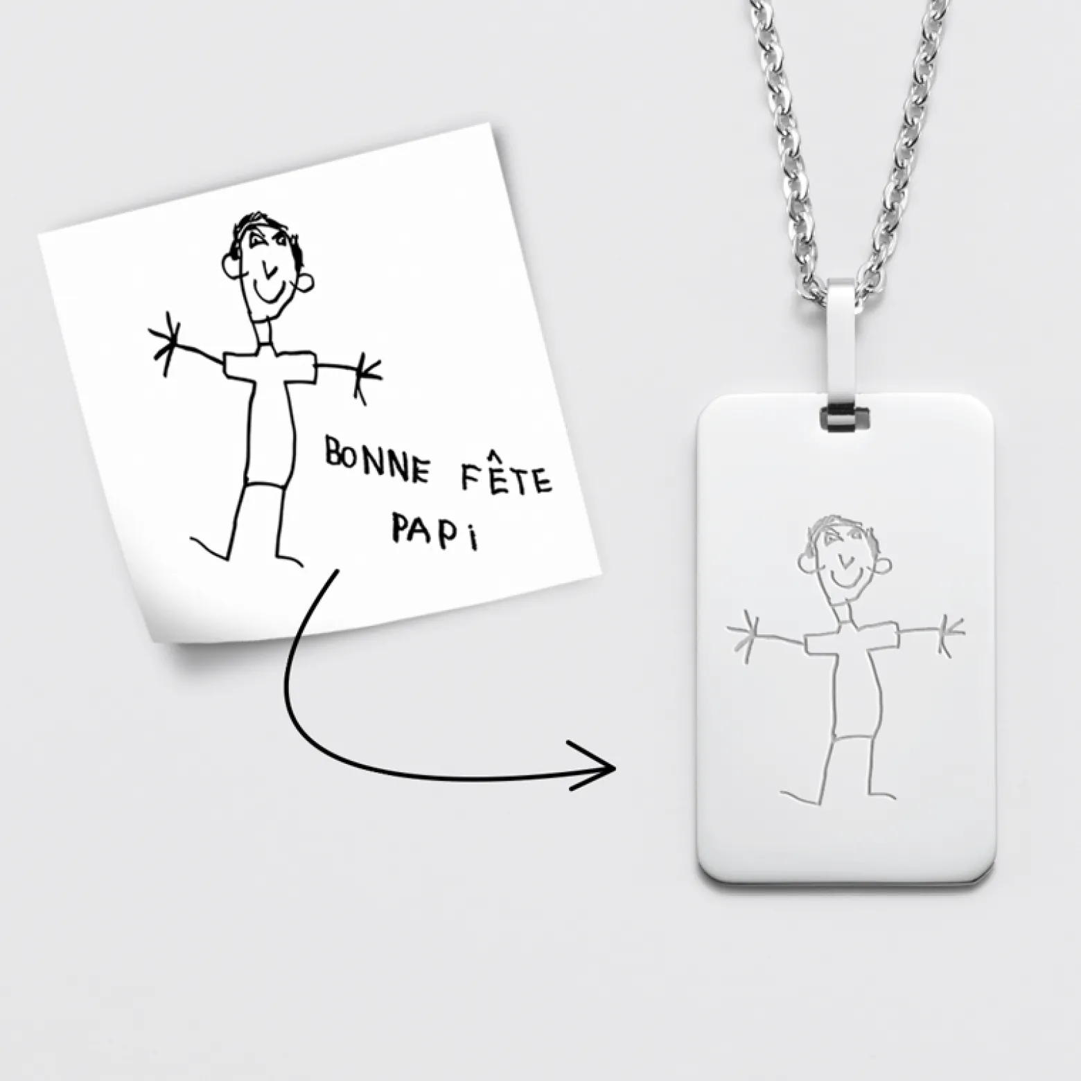 Pendentif homme personnalisé médaille gravée acier 20x32 mm