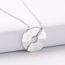 Pendentif homme personnalisé médaille gravée argent cible soleil 20mm - Nos petits imparfaits