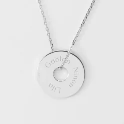 Pendentif homme personnalisé médaille gravée argent cible soleil 20mm - Nos petits imparfaits