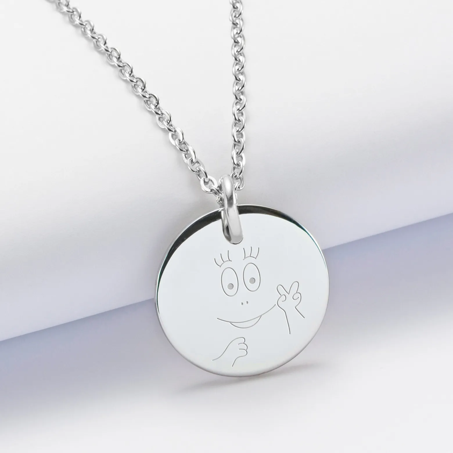 Pendentif homme personnalisé médaille gravée acier 20 mm - Happybulle x Barbapapa