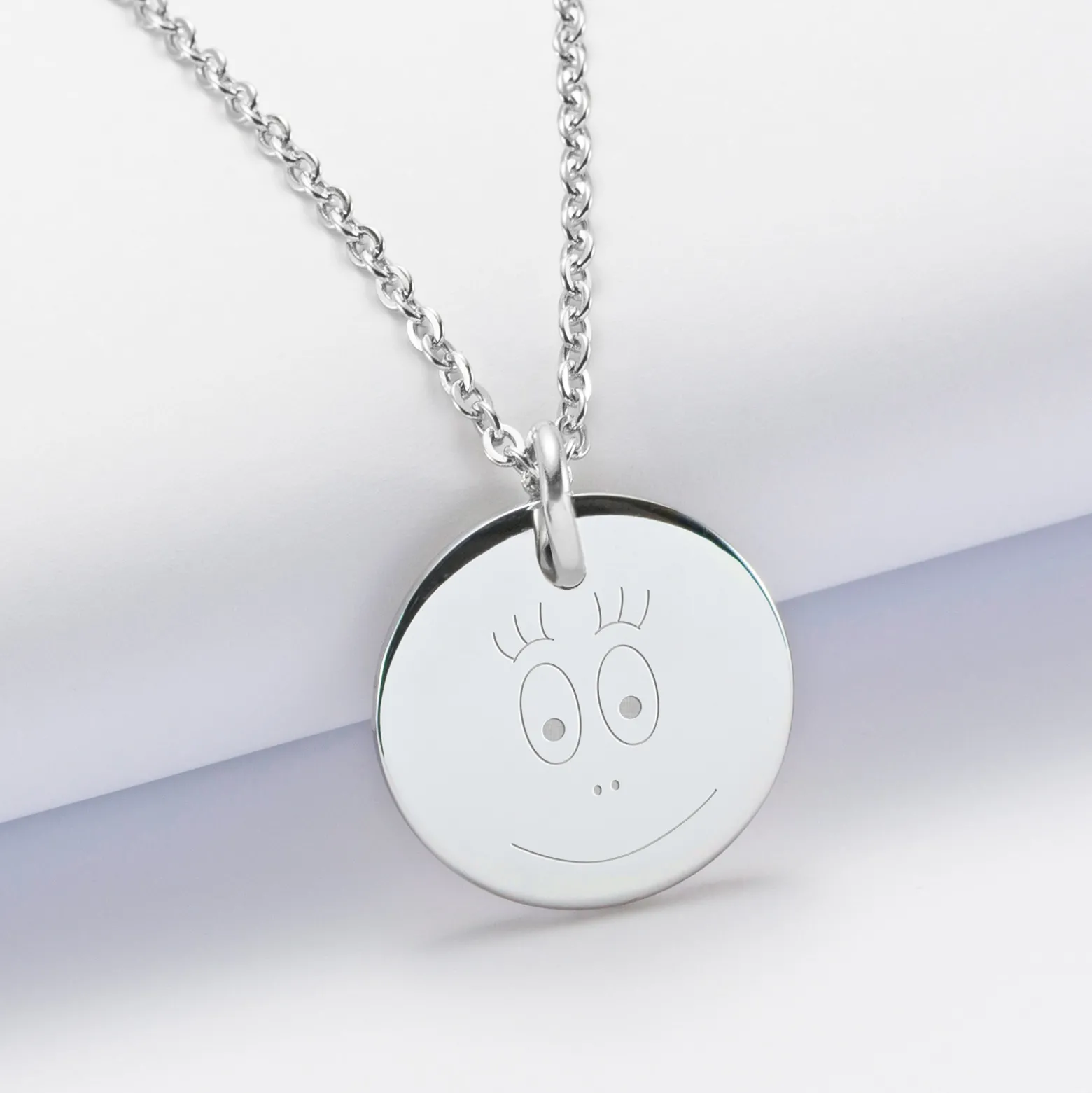 Pendentif homme personnalisé médaille gravée acier 20 mm - Happybulle x Barbapapa