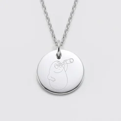Pendentif homme personnalisé médaille gravée acier 20 mm - Happybulle x Barbapapa