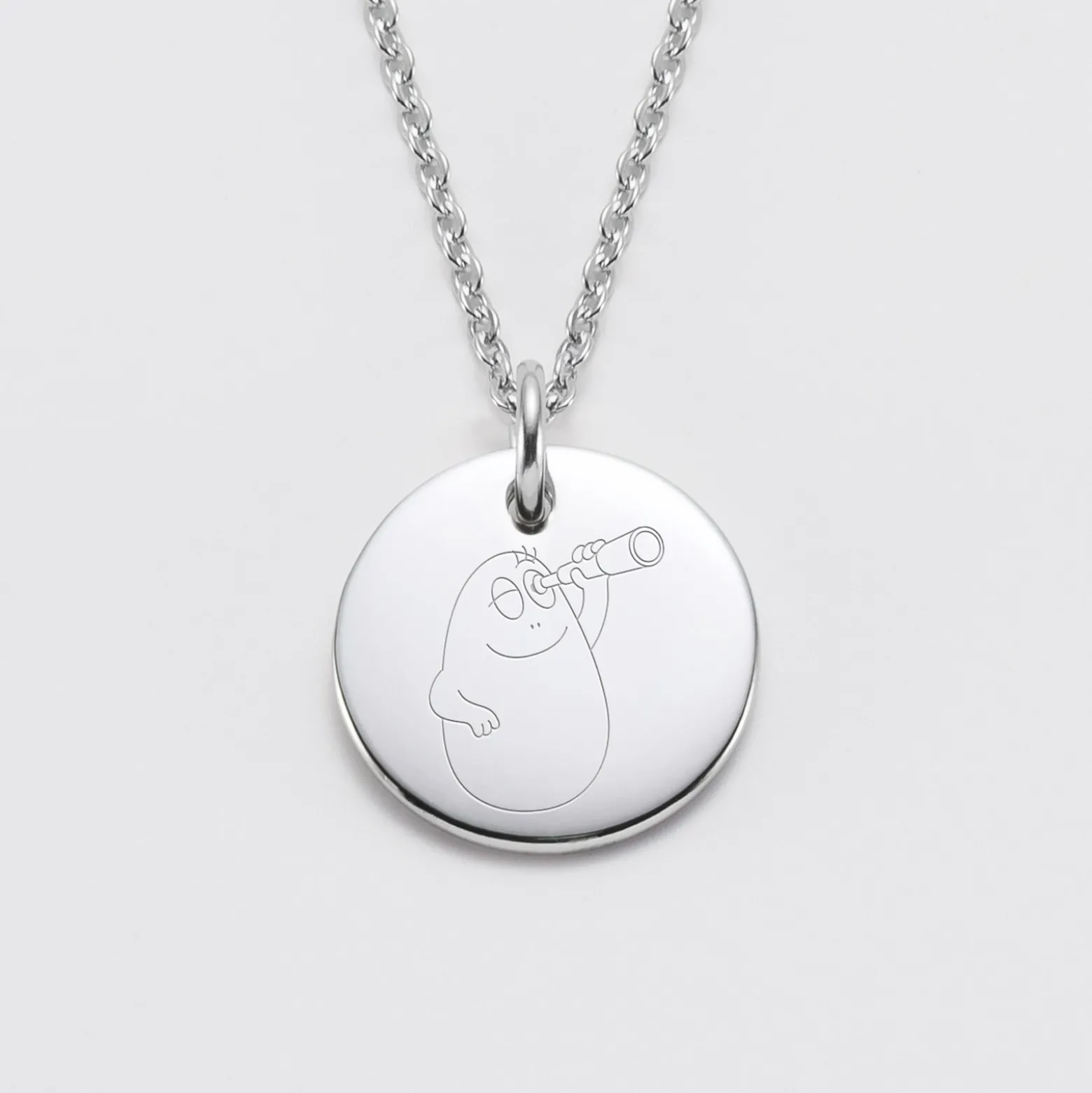 Pendentif homme personnalisé médaille gravée acier 20 mm - Happybulle x Barbapapa