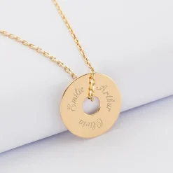 Pendentif homme personnalisé médaille gravée plaqué or cible 20 mm