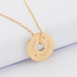 Pendentif homme personnalisé médaille gravée plaqué or cible 20 mm