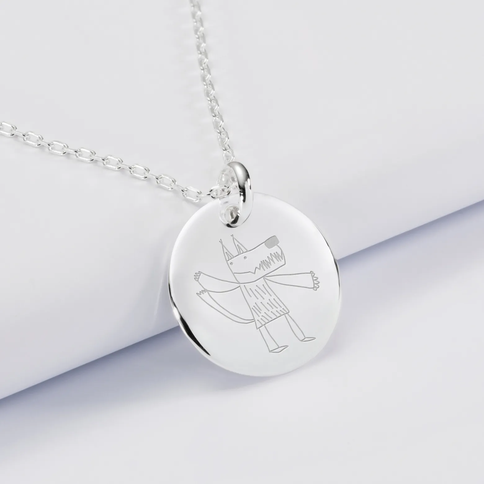 Pendentif homme personnalisé médaille bombée gravée argent 20 mm - Nos petits imparfaits