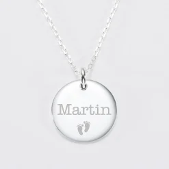 Pendentif homme personnalisé médaille bombée gravée argent 20 mm - Nos petits imparfaits