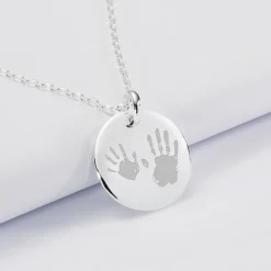 Pendentif homme personnalisé médaille bombée gravée argent 20 mm - Nos petits imparfaits