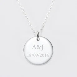 Pendentif homme personnalisé médaille bombée gravée argent 20 mm - Nos petits imparfaits