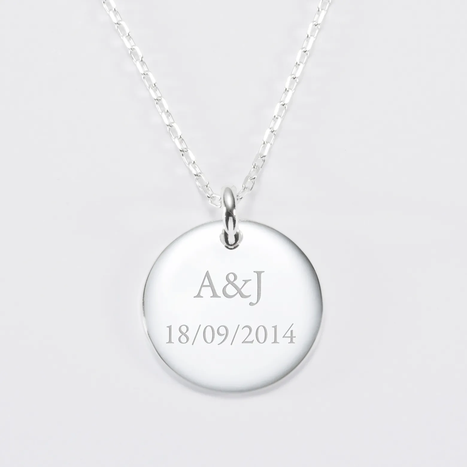 Pendentif homme personnalisé médaille bombée gravée argent 20 mm - Nos petits imparfaits