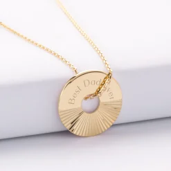 Pendentif homme personnalisé médaille gravée plaqué or cible soleil 20mm