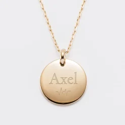 Pendentif homme personnalisé médaille bombée gravée plaqué or 20 mm