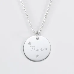 Pendentif homme personnalisé médaille gravée argent 19 mm