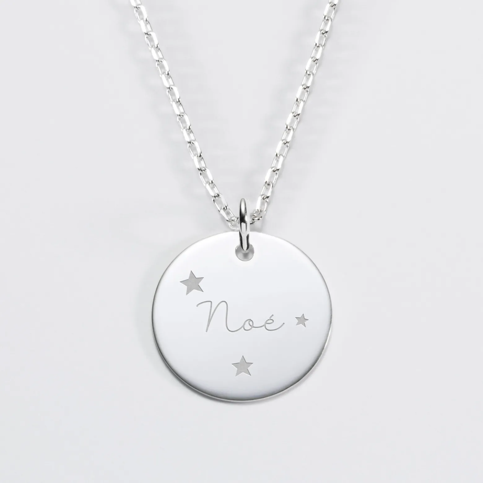 Pendentif homme personnalisé médaille gravée argent 19 mm
