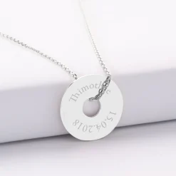 Pendentif homme personnalisé médaille gravée argent cible soleil 20mm