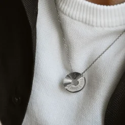 Pendentif homme personnalisé médaille gravée argent cible soleil 20mm