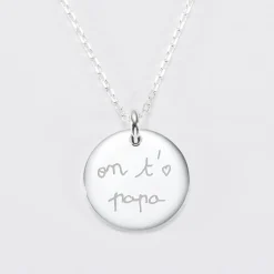Pendentif homme personnalisé médaille bombée gravée argent 20 mm