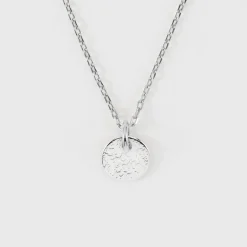 Pendentif initiale personnalisé médaille martelée gravée argent 10 mm - Nos petits imparfaits