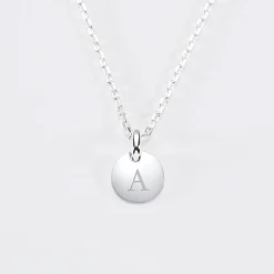 Pendentif initiale personnalisé médaille gravée argent 10 mm