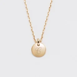 Pendentif initiale personnalisé médaille gravée plaqué or 10 mm