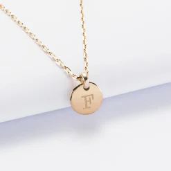 Pendentif initiale personnalisé médaille gravée plaqué or 10 mm