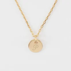 Pendentif initiale personnalisé médaille martelée gravée plaqué or 10 mm